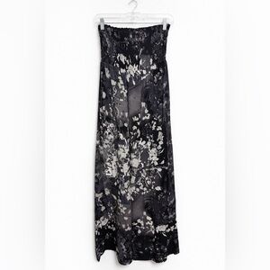 🖤Express Strapless Black & Gray Abstract Maxi Dress | Size M🖤